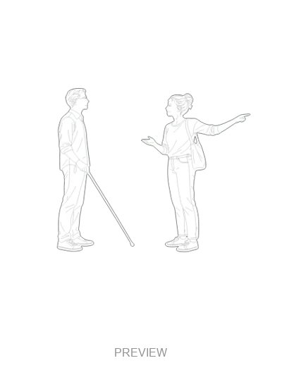 Preview: Giving directions with a white cane
